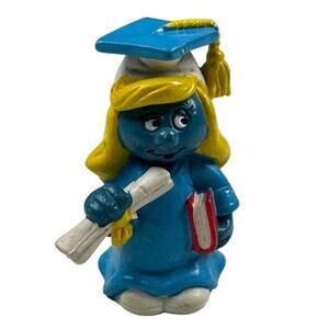Vintage Schleich Smurfette Graduation Figurine 1981 Peyo W. Berrie Hong Kong